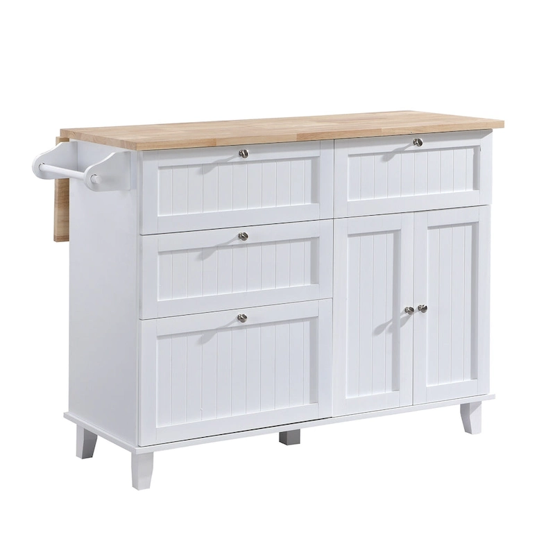 TOPMAX Kitchen Island Set with Drop Leaf and 2 Seatings, Dining Table Set with Adjustable Shelf, Drawers and Towel Rack