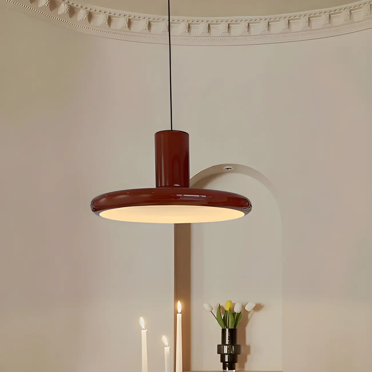 Modern Red Iron UFO Hanging Pendant Light