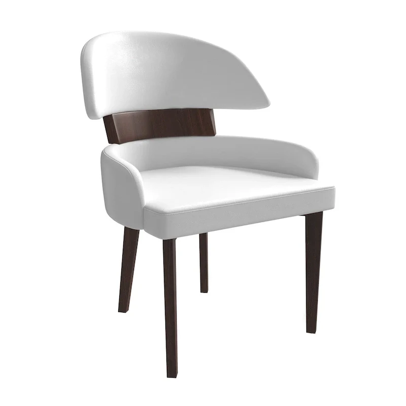 Leather Dining Chair with a Curved Back in Rubberwood Ethos Series by LeisureMod