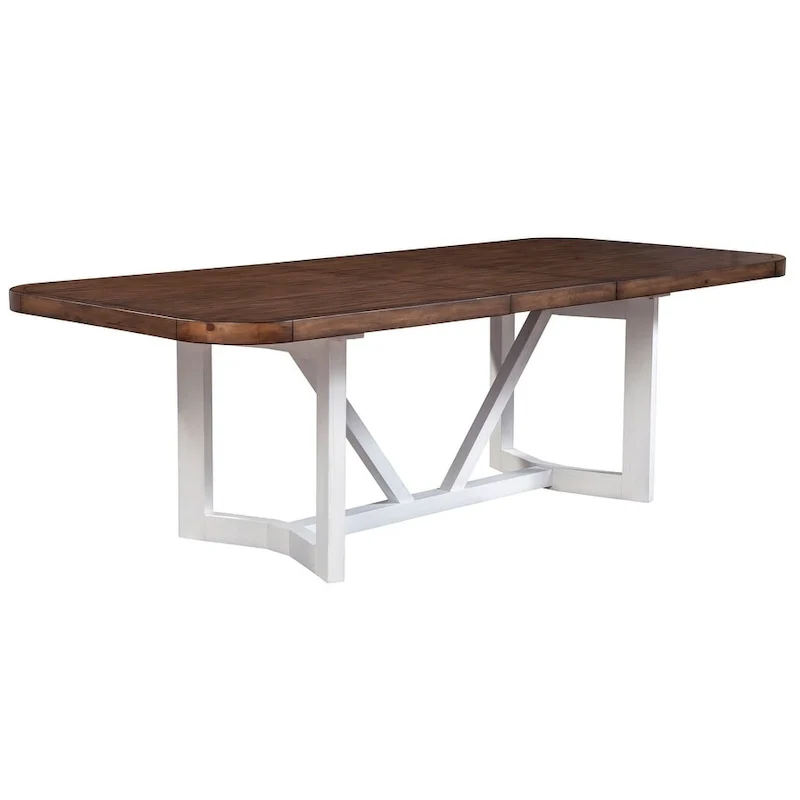 Alpine Furniture Donham Two Tone Wood Dining Table, Brown & White