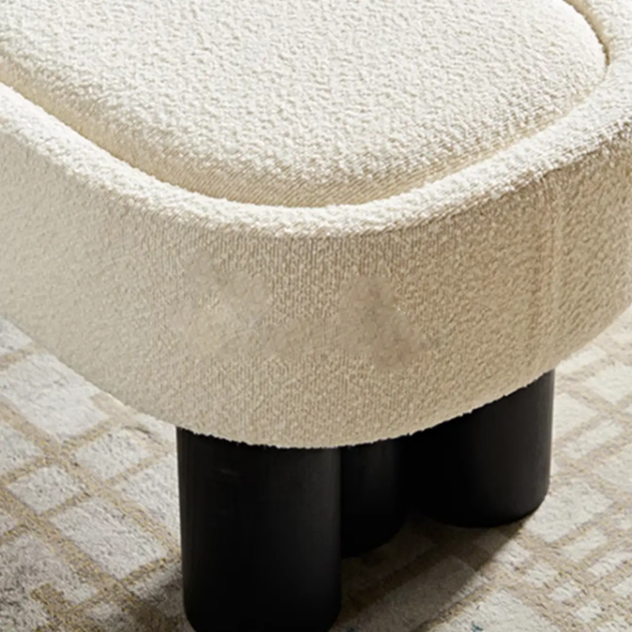 Simple White Upholstered Oval Bedroom Bench