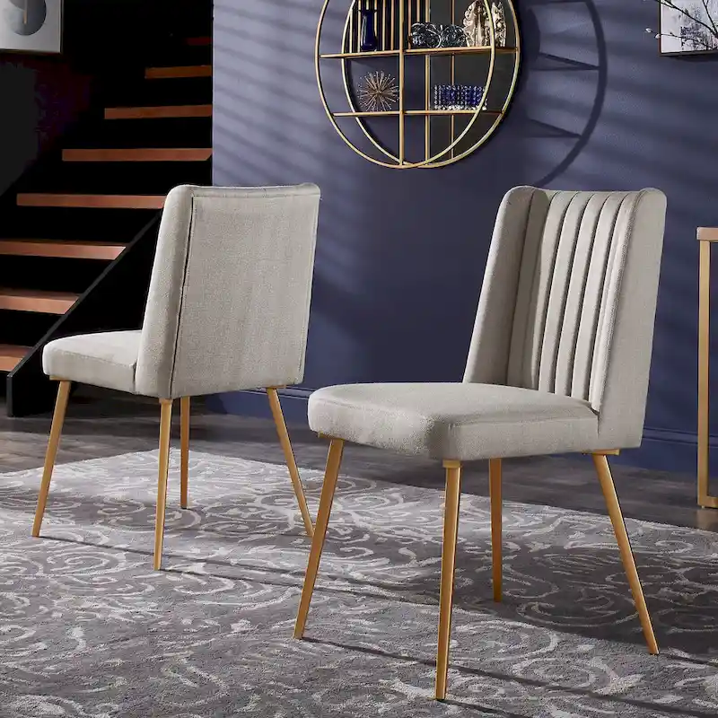 Jose Gold Finish Fabric Dining Chair (Set of 2) by iNSPIRE Q Modern