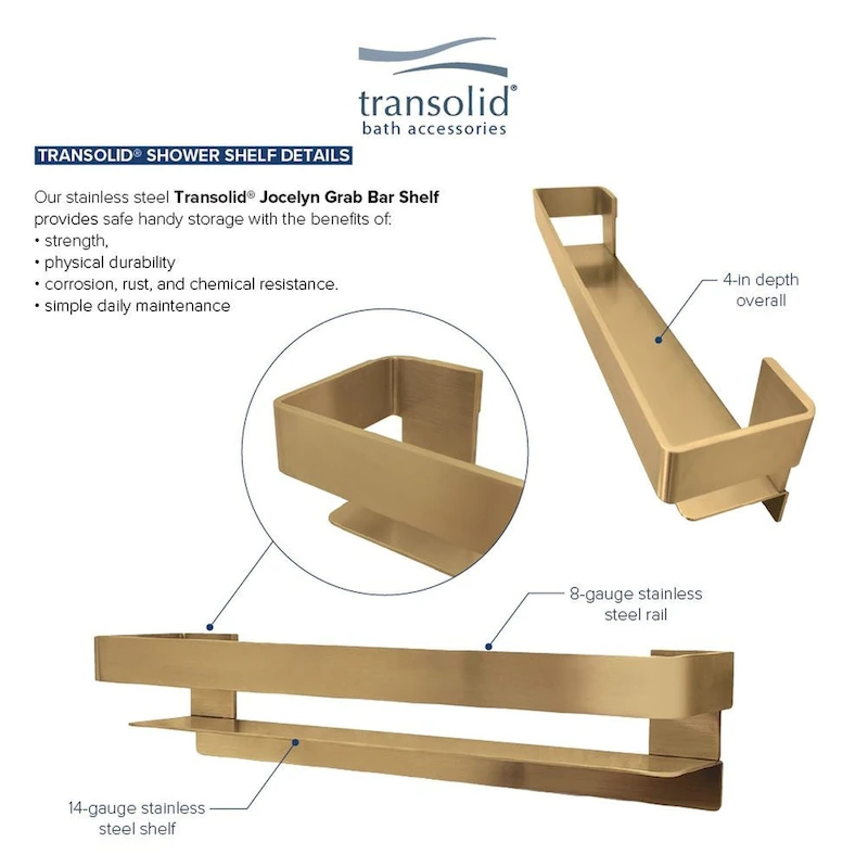 Transolid JGBS20 Jocelyn 20-in Grab Bar Shelf - 20x4x3