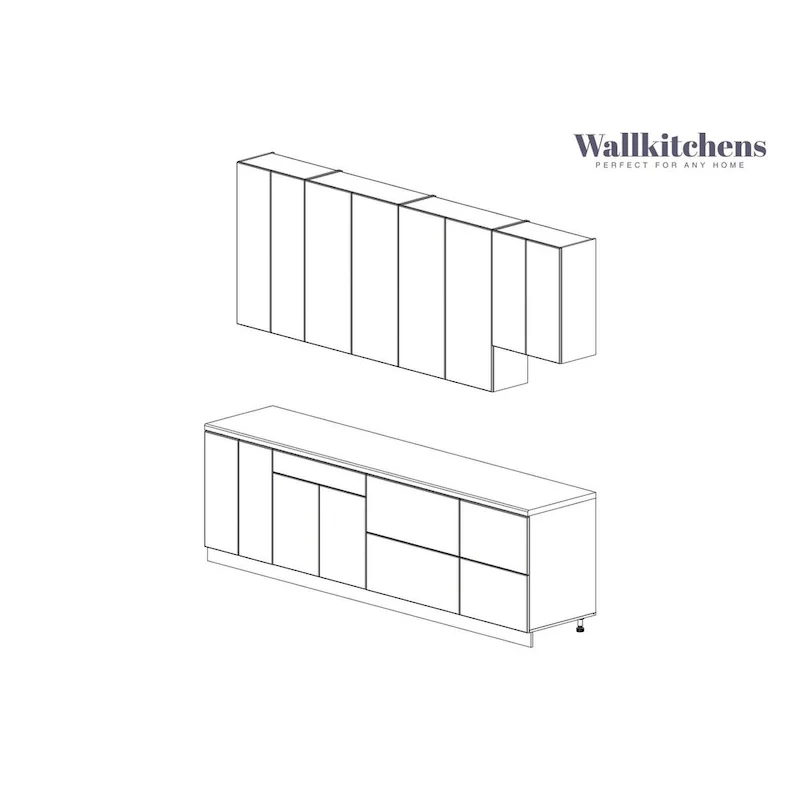 White Matte Kitchen Cabinet Base Unit — 9.5 Ft Wide (114