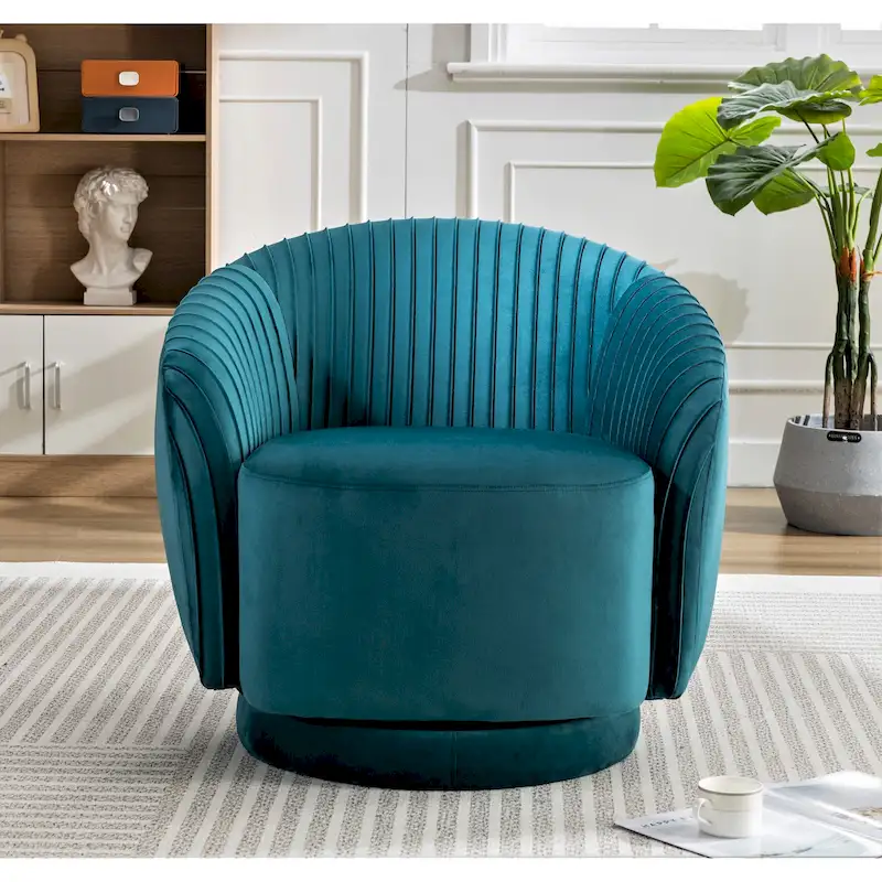 Small Milvo Velvet Swivel Barrel Chair