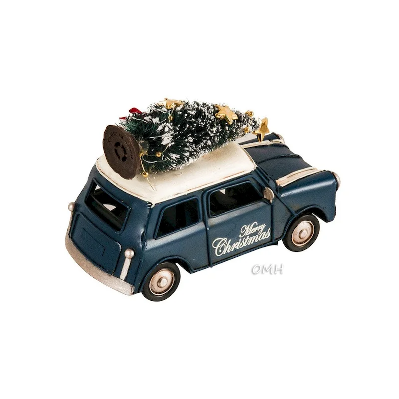 Handmade 1960s Mini Cooper Christmas Car Model Set of 2