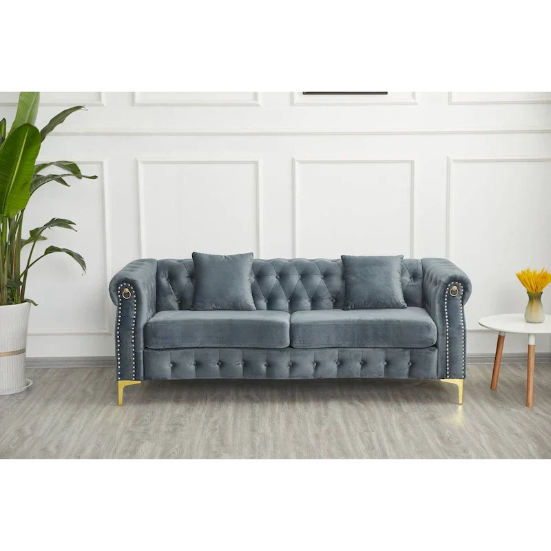 35D x 85W x 30.3H Velvet Chesterfield Button-tufted Sofa