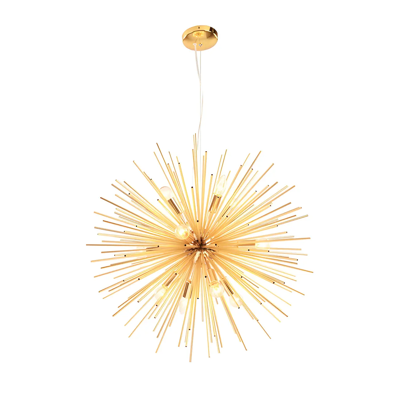Modern Metal Round Gold Starburst Chandelier