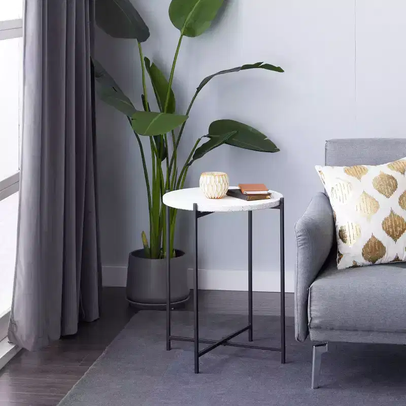 Contemporary Terrazzo Accent Table White - Olivia & May