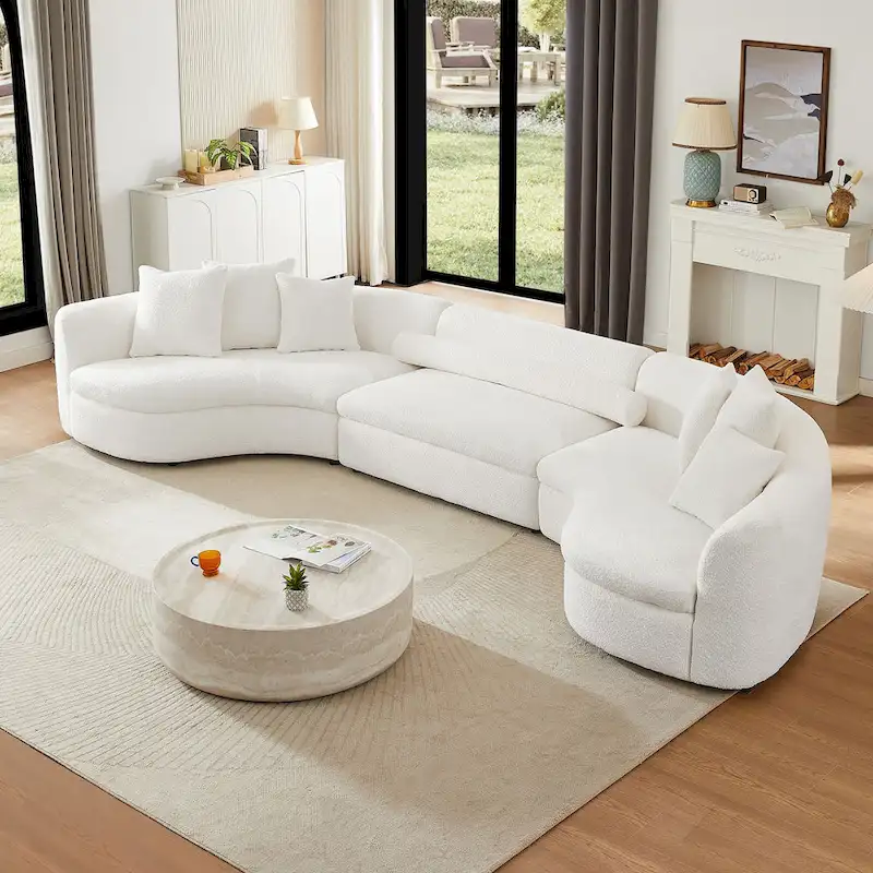 Oversized Modern 3 Pieces Curved Upholstered Sofa Ultimate Comfort 6-8 Seater Couches for Living Room, Office