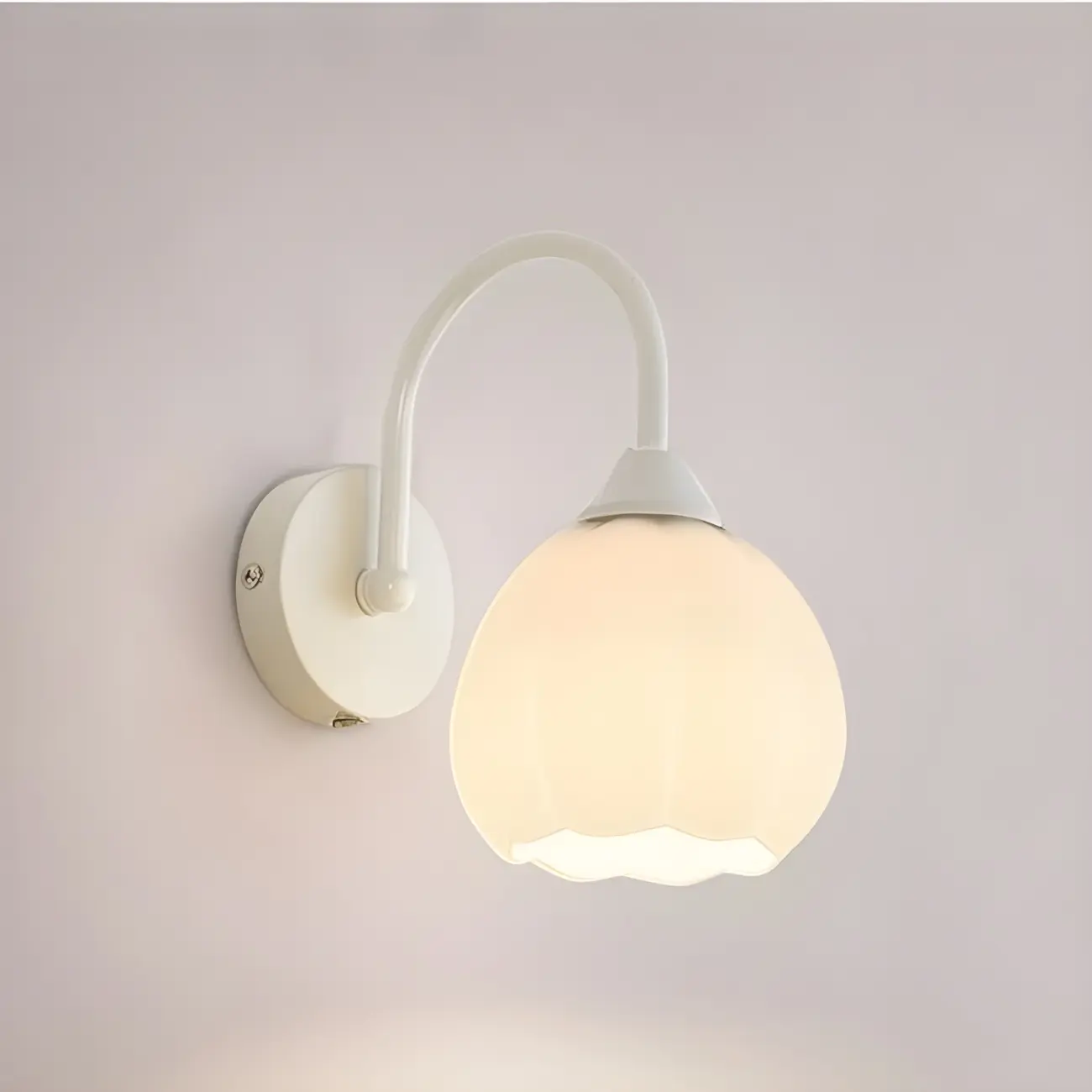 Dome-Shape White Wall Sconce with White Glass Shade