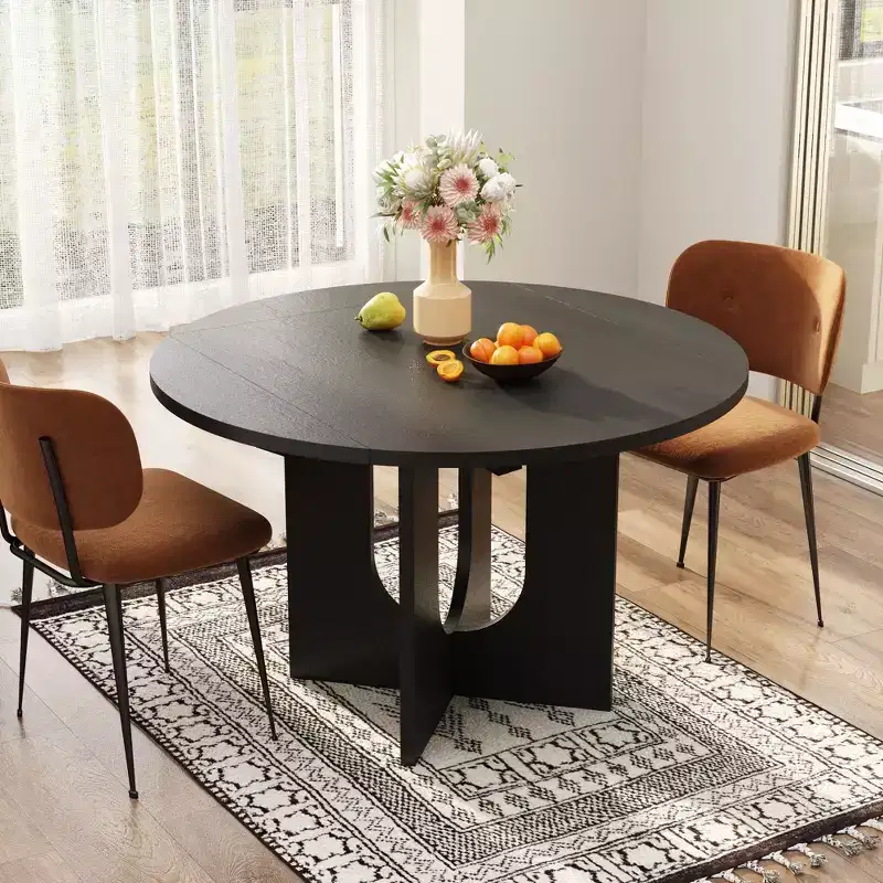 Famapy Black Foldable Dining Table Extendable Table : Modern Aesthetic and Flexible Size Options