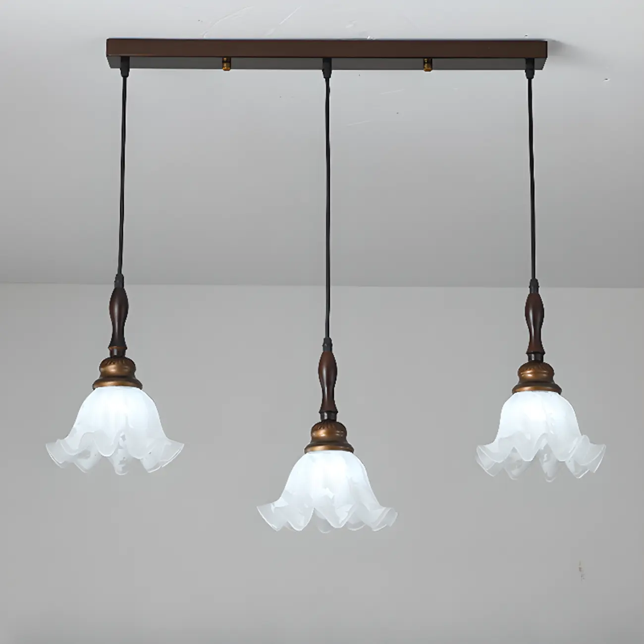 Modern 3-Light Glass Flower Island Pendant Light for Kitchen