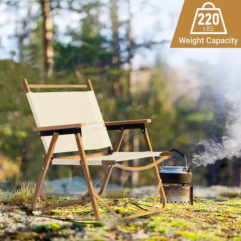 Aluminum Frame 600D Oxford Cloth Wood Grain Spray Paint Camping Chair