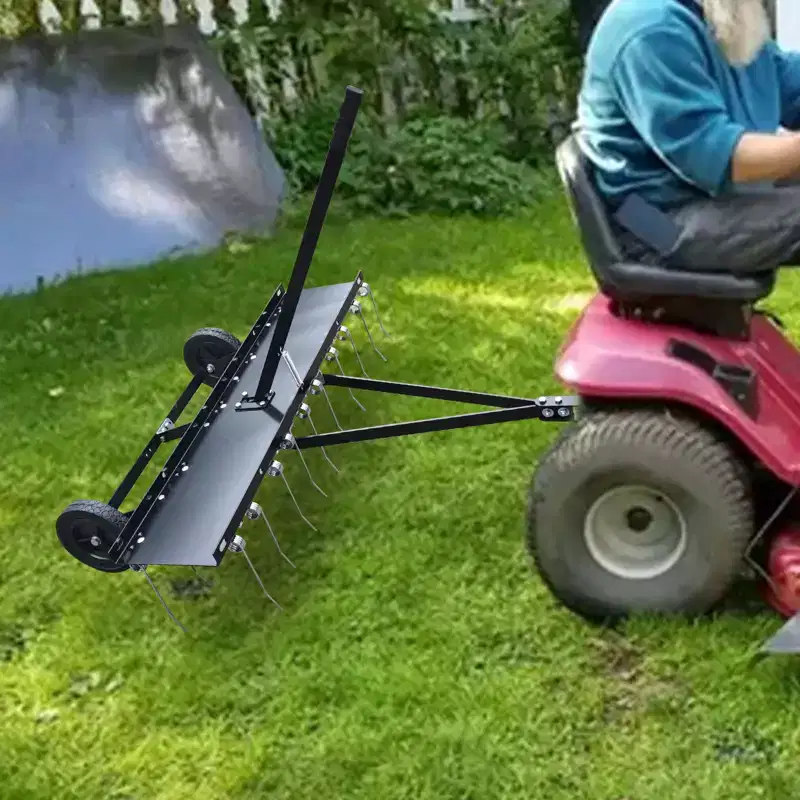 COZONY 48Inch Pine Straw Rake, TowBehind Lawn Dethatcher with 24 Tines for ATV Lawn Tractor