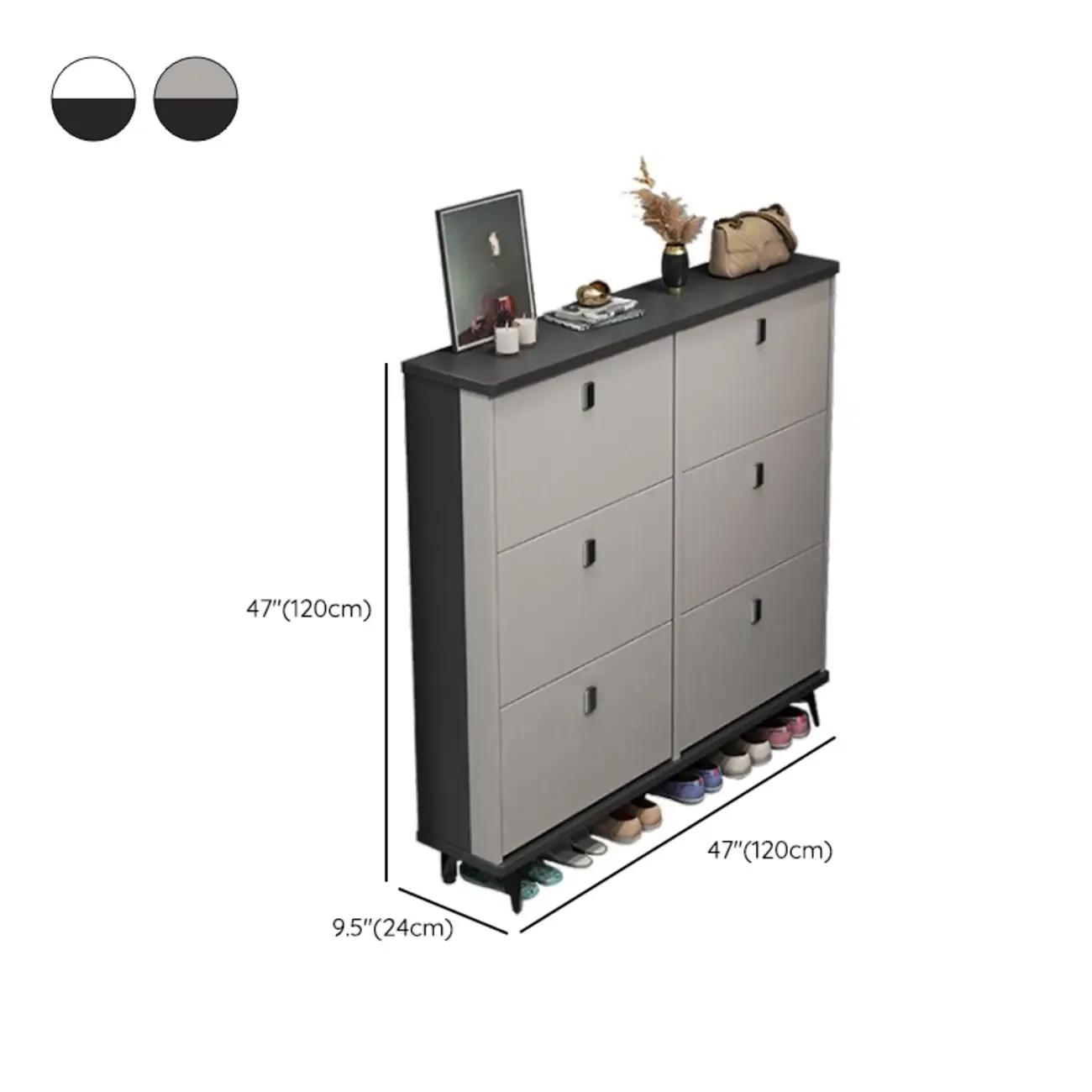 Modern Wood Shoe Cabinet with Adjustable Shelves, Entryway