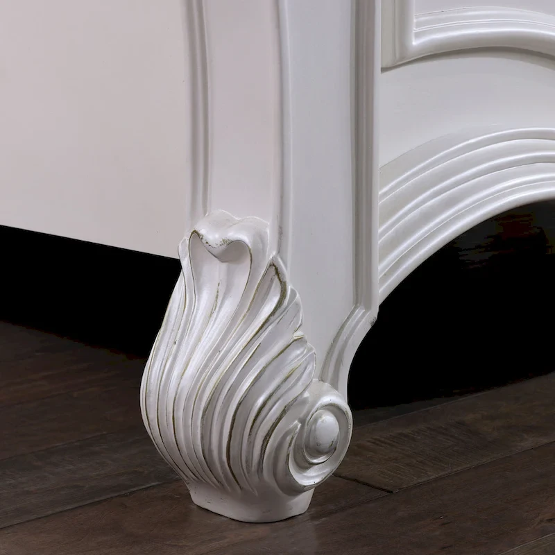 Furniture of America Eugene Traditional Dark Cherry Solid Wood Four Poster Panel Bed with Carved Details