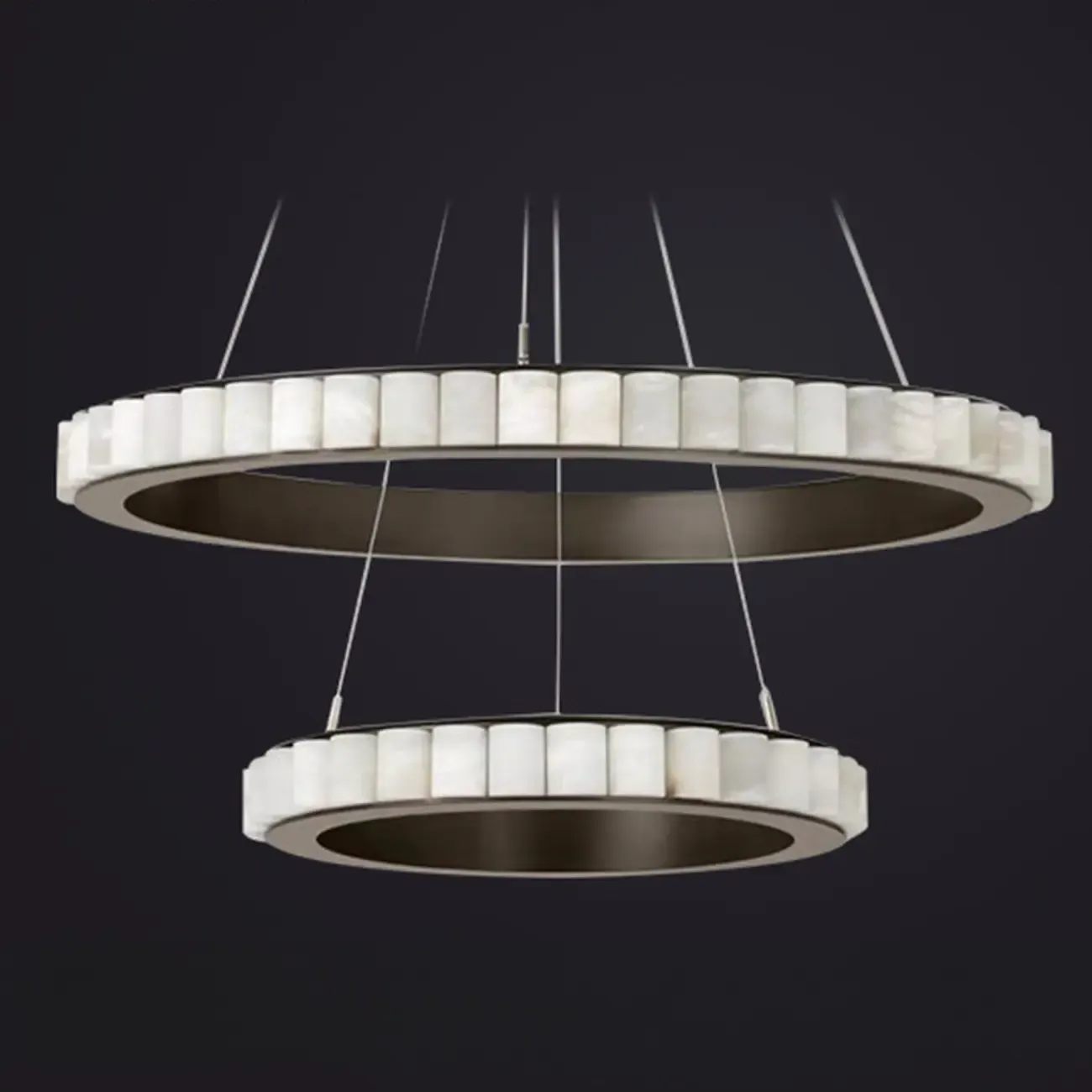 Circular 2-layer Modern Alabaster Steel Pendant Chandelier