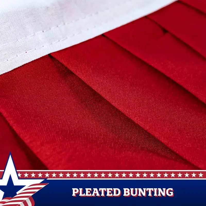 G128 USA Patriotic Pleated Fan Flag - 36 x 72 Printed Stars & Stripes with Canvas Header