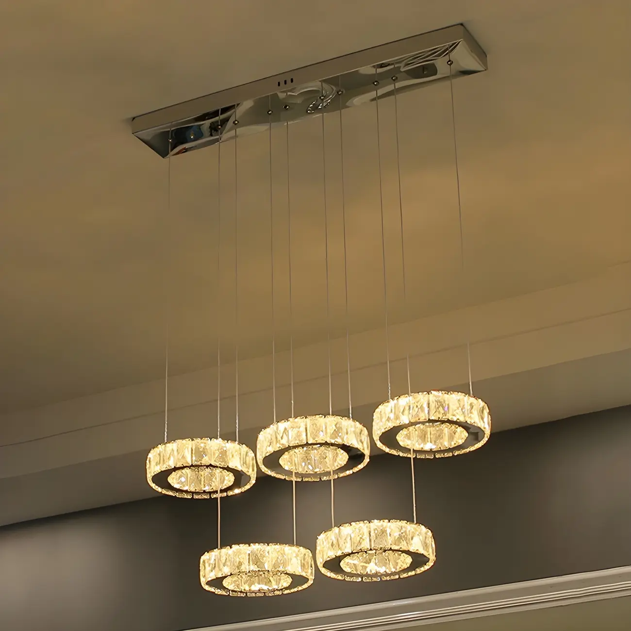 Elegant Crystal LED Kitchen Pendant Light with Remote