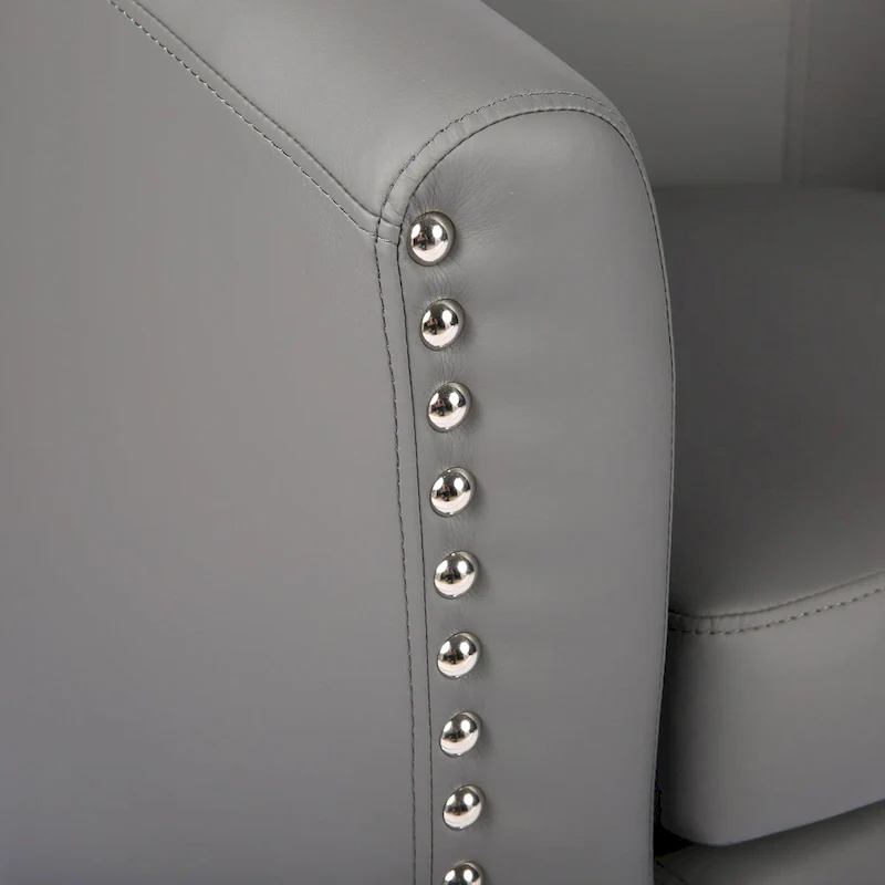 PU Leather Barrel Accent Chair - Brown Single Seat