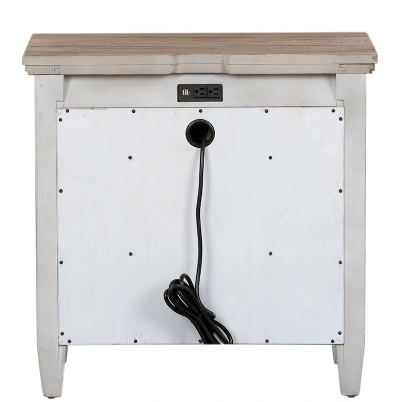 Heartland Antique White 1-Drawer Night Stand Charging Station