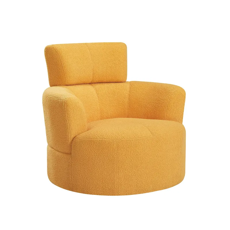 Polyester Barrel Swivel Chair with 360 Rotation, and Adjustable Headrest & Berber Fleece Upholstery - 320lb Capacity