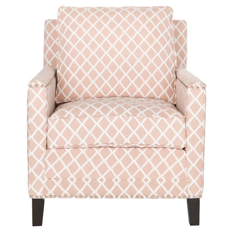 Kylee Peach Pink/ White Polyester Fabric Club Chair - 28.5  x 31.9  x 38.2  - 29Wx32Dx38H