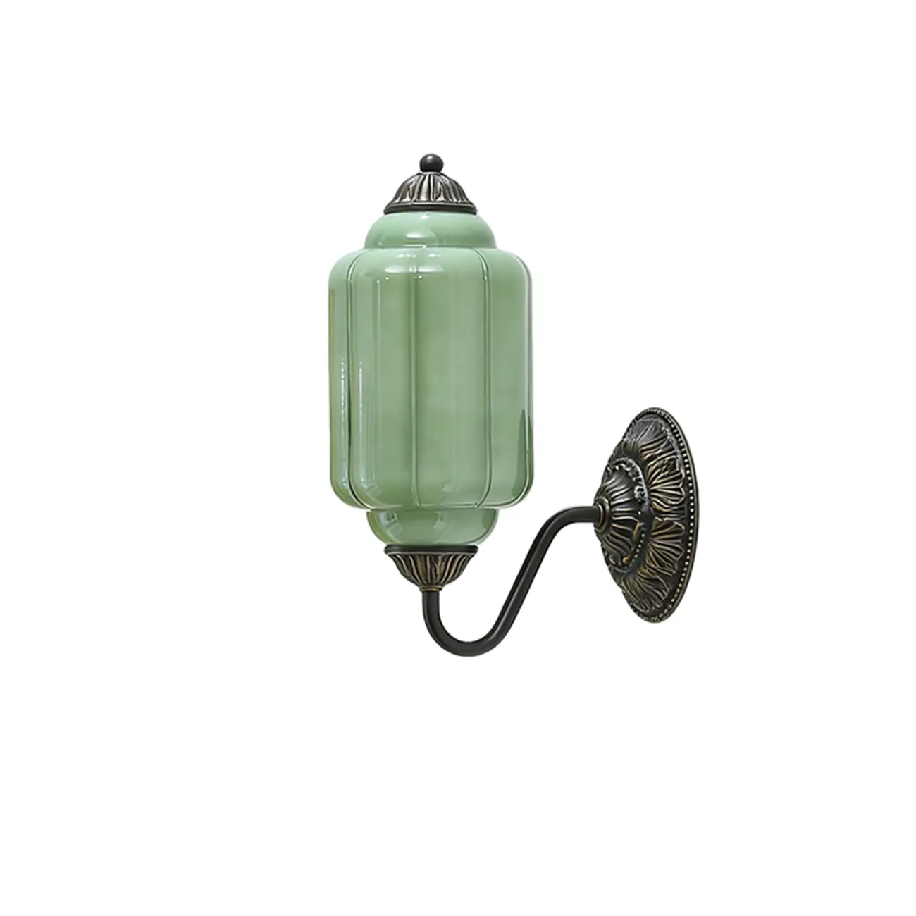 Green Elegant Glass Steel Vintage Wall Sconce