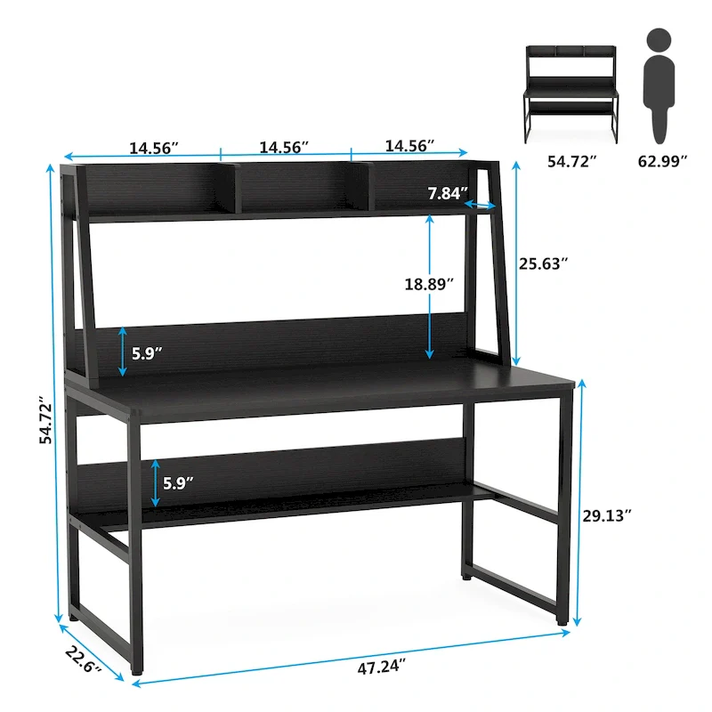 Computer Desk with Hutch and Bookshelf,Home Office Desk,Study Writing Table