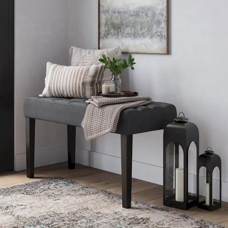 California Fabric Tufted Bench
