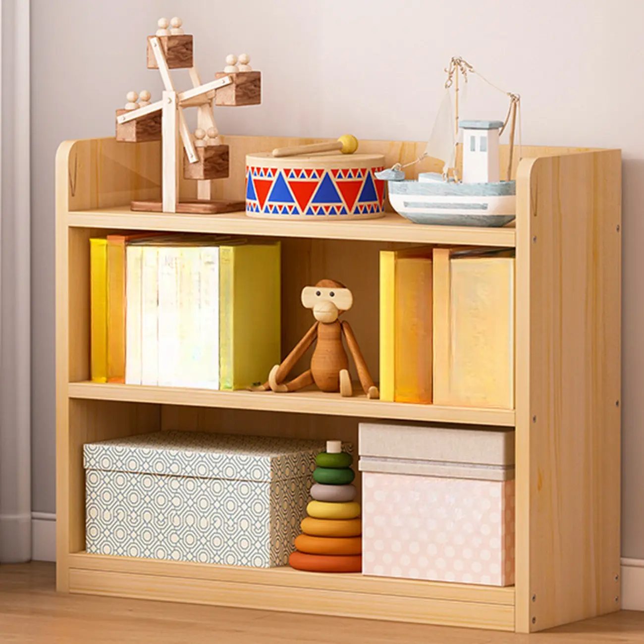 Solid Wood 5-Tier Display Open Shelving Unit Bookcase