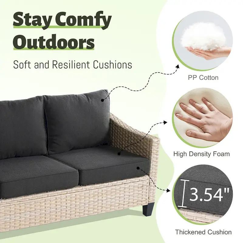 HOOOWOOO 8-piece Wicker Patio Furniture Conversation Sofa Set