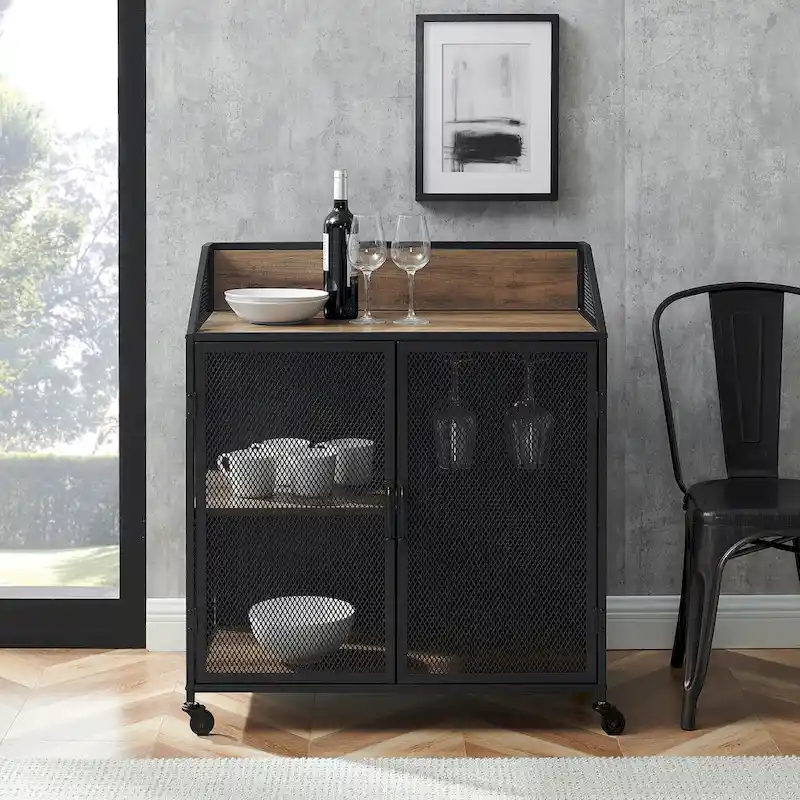 Middlebrook Pierpont Industrial Mesh Bar Cabinet
