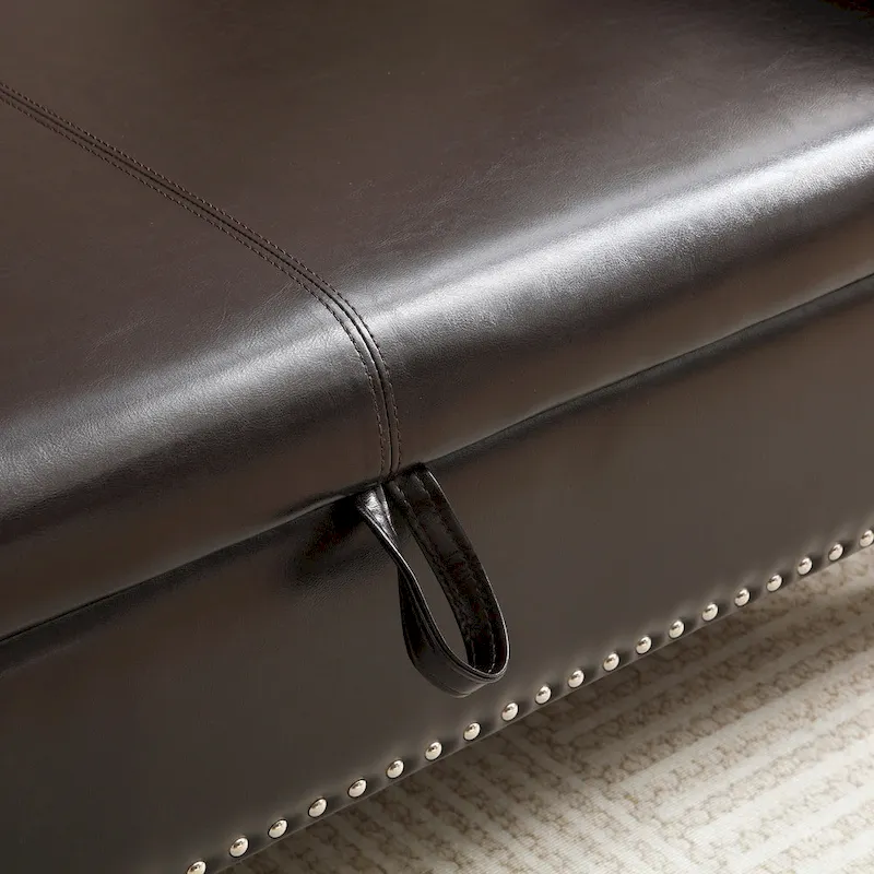 63  PU End of Bed Bench Flip Top Entryway Ottoman with 1 Pillow