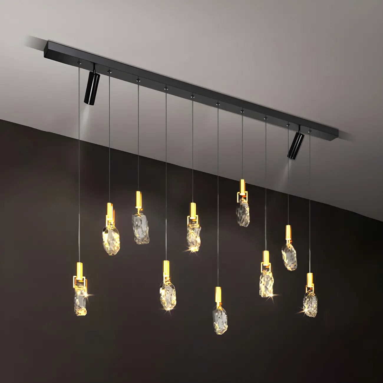 Modern Adjustable Crystal Linear Pendant Light