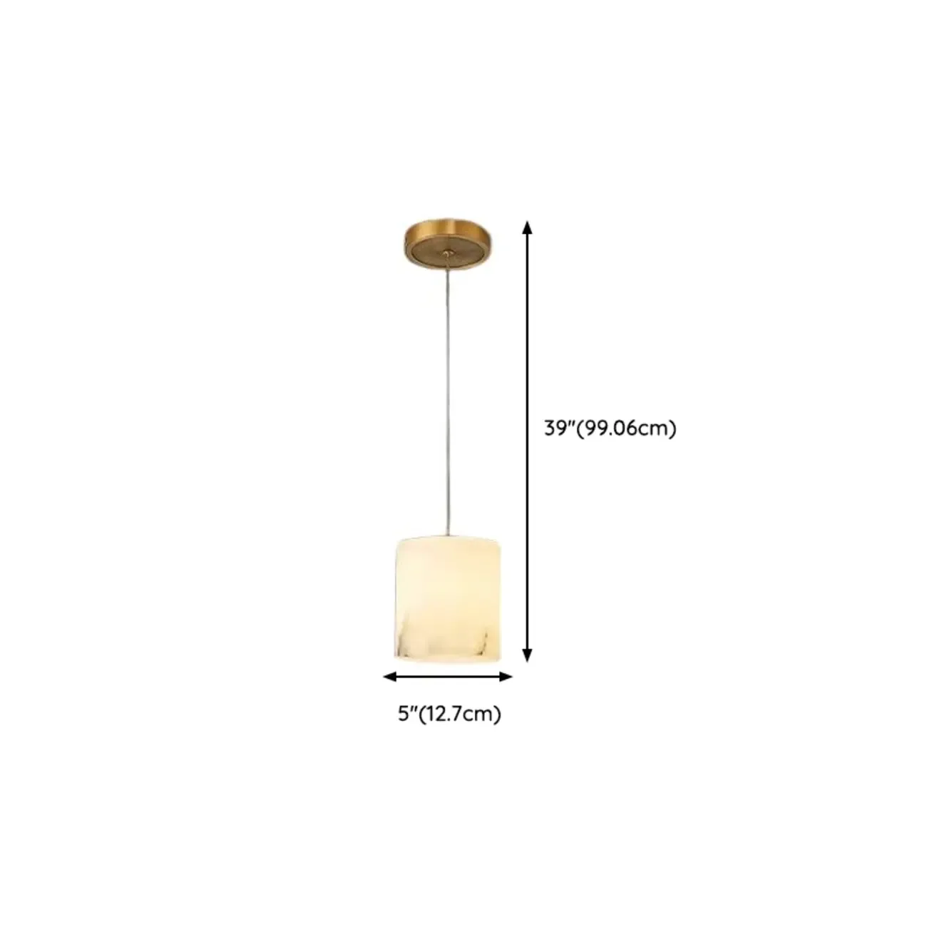 1-Light Gold Stone Square Hanging Pendant Light