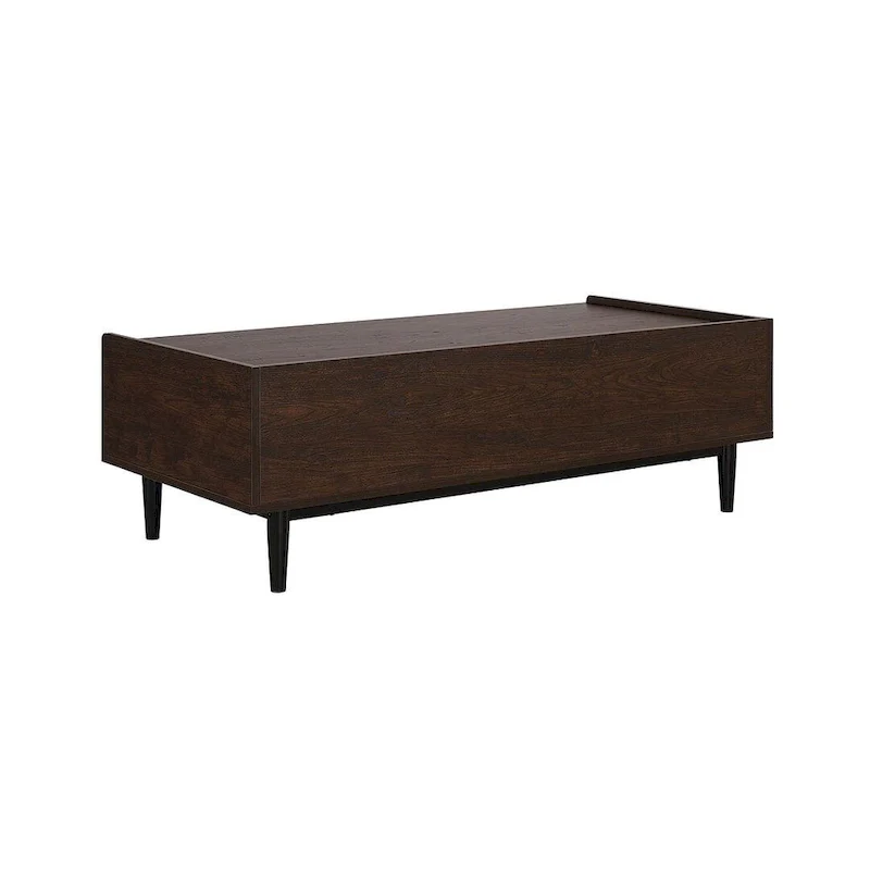 Modern Ribbed Coffee Table with Drawer and Shelf