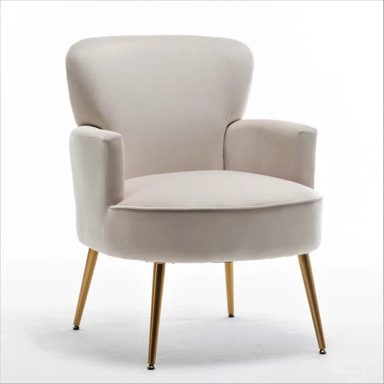 Velvet Accent Chair with Gold Metal Legs