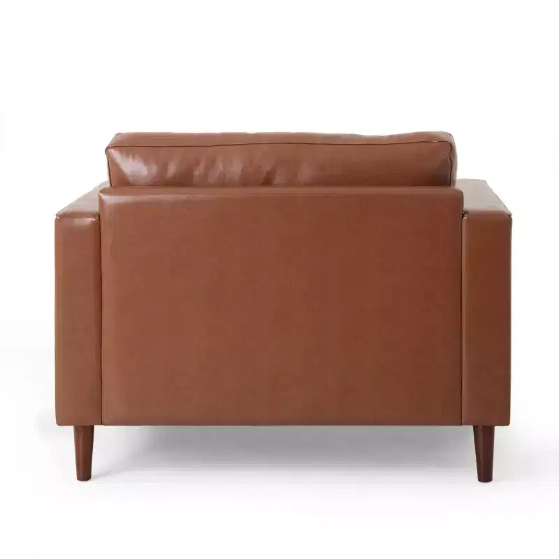 Christopher Knight Home 3pc Malinta Contemporary Faux Leather Tufted Sofa and Club Chair Set Cognac Brown/Espresso