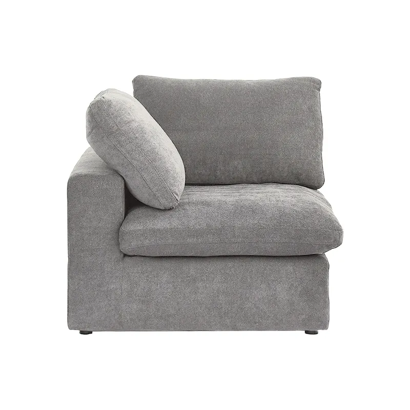 Modern Linen Down Filled Overstuffed Upholstered Sectional Sofa