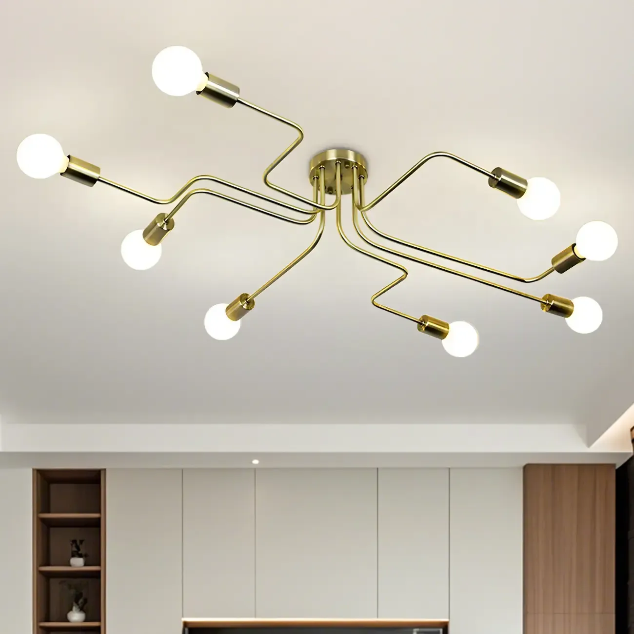 Industrial Branch Metal Semi Flush Ceiling Light