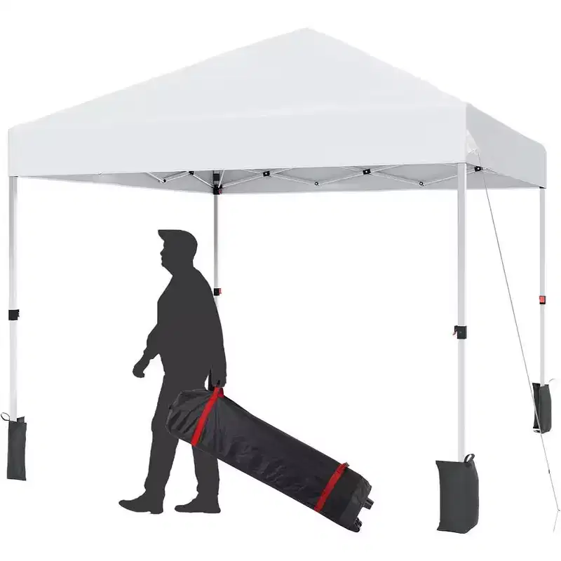 Outdoor Tent, Portable Coating Tent 8 x 8 ft, Picnic Tent, Folding Canopy Tent with Hand Bag, Waterproof Windproof UV Protection Tent, White