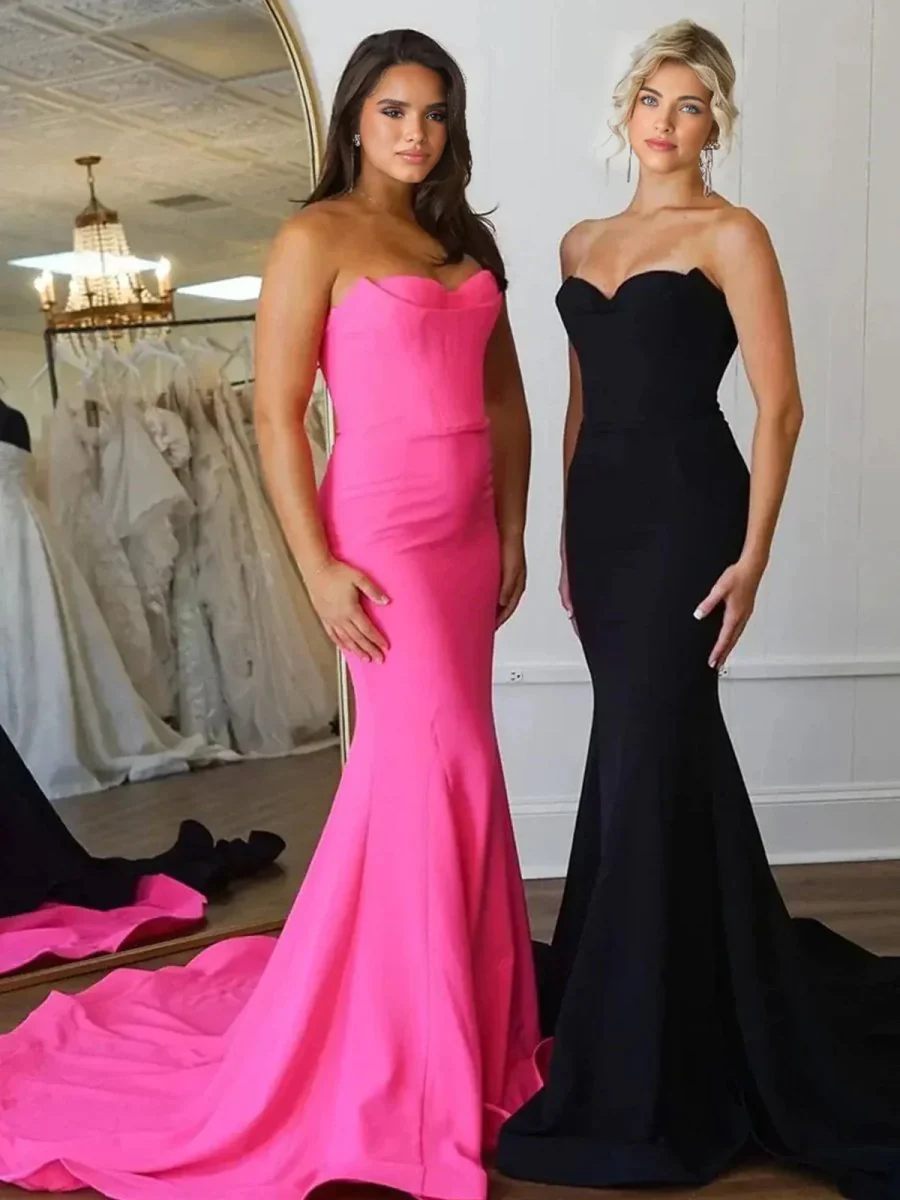 Strapless Mermaid Long Prom Dress with Slit