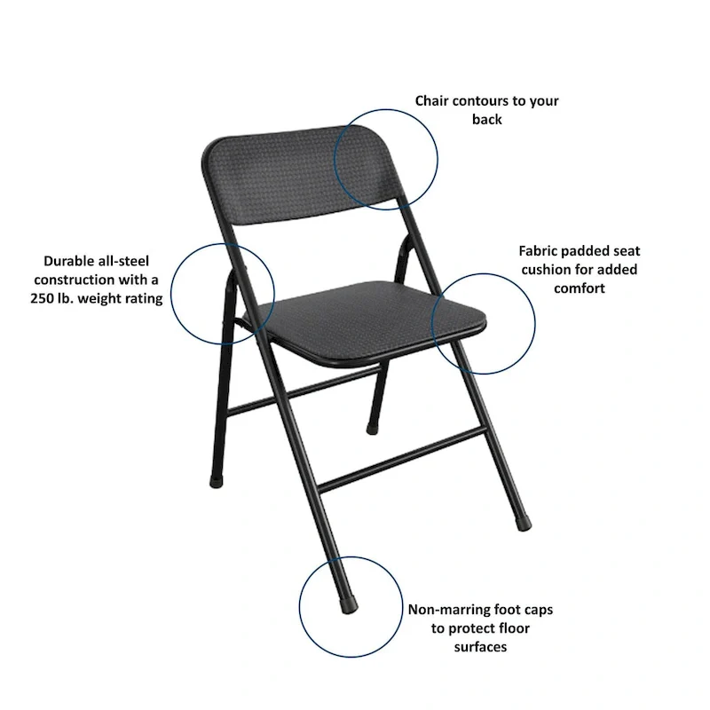 COSCO 5-Piece Folding Vinyl Table and Fabric Chair Set - 5 piece