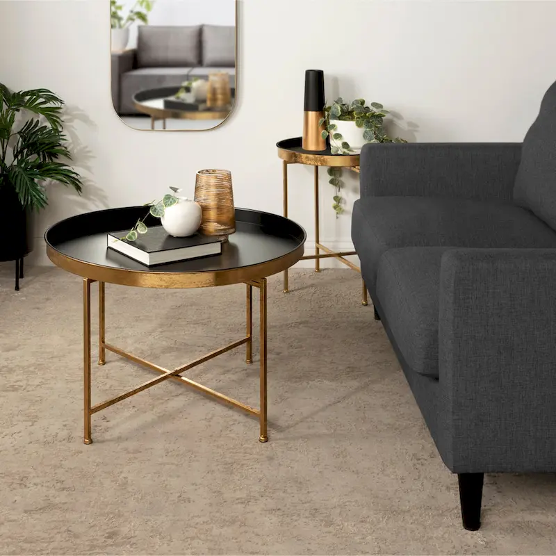 Kate and Laurel Celia Round Metal Coffee Table - 28.25x28.25x19