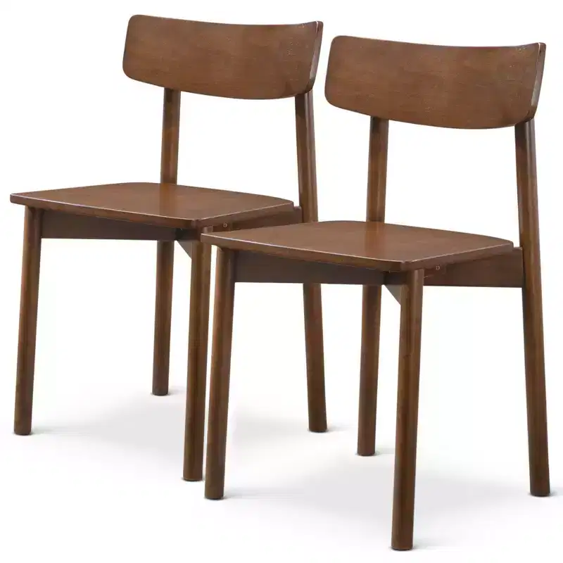 Homy Casa Solid Wood Dining Chairs, Armless Kitchen and Dining Room Side Chairs, Set of 2, Walnut