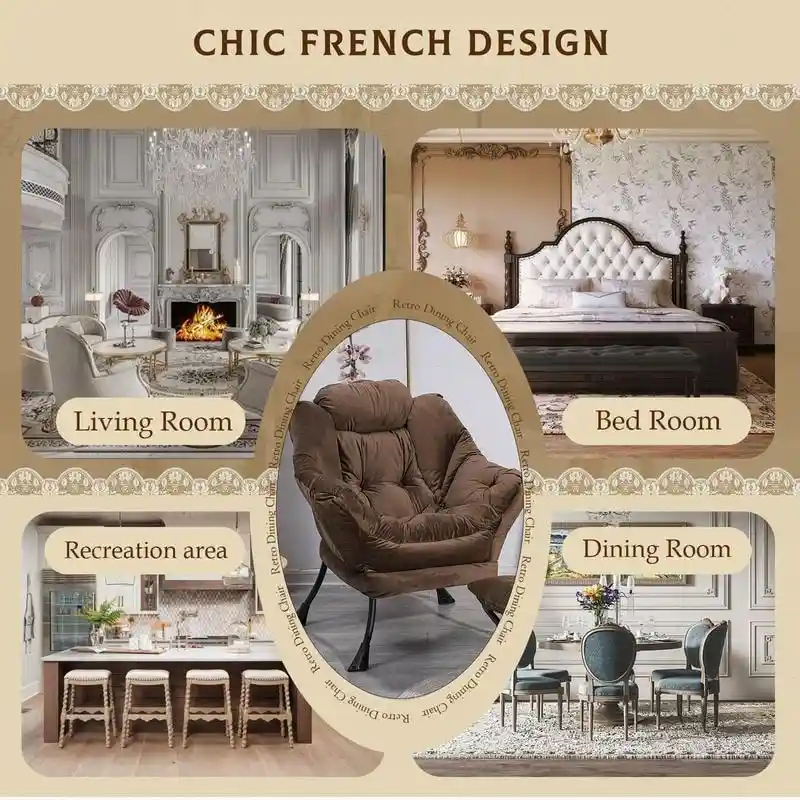 Modern Cotton Thick Padded Lazy Chair With Folding Ottoman