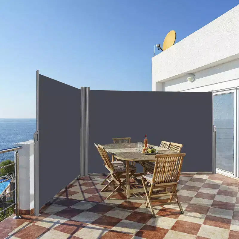Costway 237x 63 H Patio Retractable Double Folding Side Awning Screen Divider