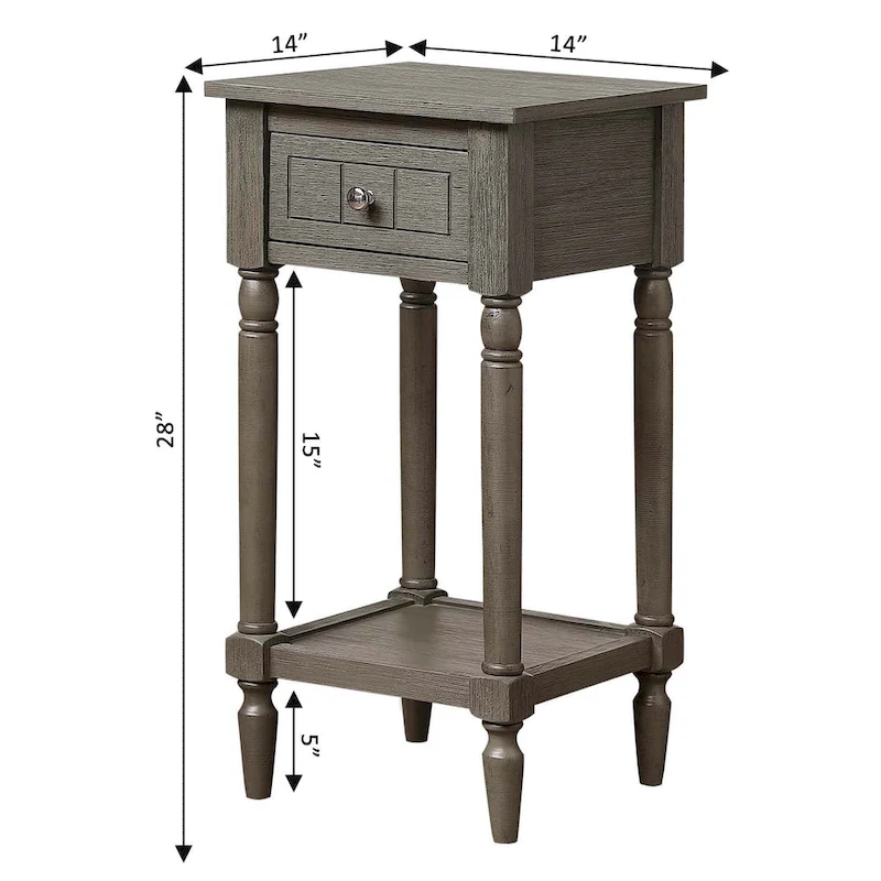 Convenience Concepts French Country Khloe 1 Drawer Accent Table with Shelf